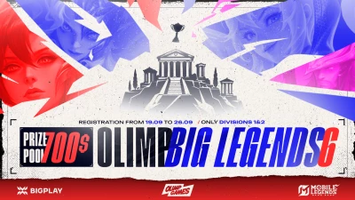 Турнир OLIMP BIG LEGENDS #6 по MLBB, формат MLBB 5x5, призовой фонд 700$, старт 26 Сентябрь